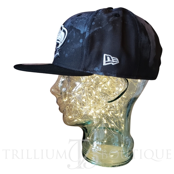New Era Hat Cap Seattle Seahawks Sideline Ink Dye 9Fifty Black Adjustable NFL - Picture 6 of 7